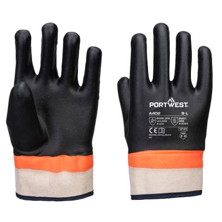 Mănuși Textile Imersate - A402, Mănuși de protecție din bumbac, imersate în PVC
