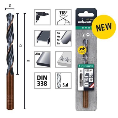 SCULE & MATERIALE - ALPEN, Burghiu pentru metal HSS SPRINT, DIN 338, 6,5-13 mm