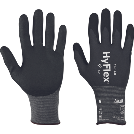 Protecție mecanică - ANSELL HYFLEX 11-840, Mănuși de protecție din poliamidă tricotată și elastan, imersate în spumă de nitril