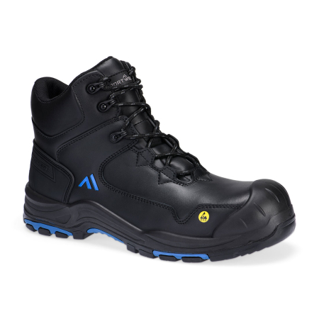 Bocanci de protecție S3 - APEX FC18 S3S ESD HRO SR SC FO, Bocanci de protecție din piele de acțiune, fețe rezistente la apă, bombeu din fibră de sticlă, lamelă antiperforație