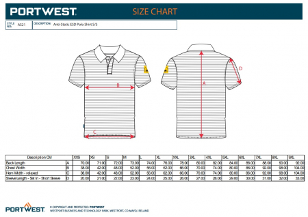 PORTWEST AS21, Tricou polo antistatic (ESD) din bumbac și fibră de carbon, 150 g/mp [2]