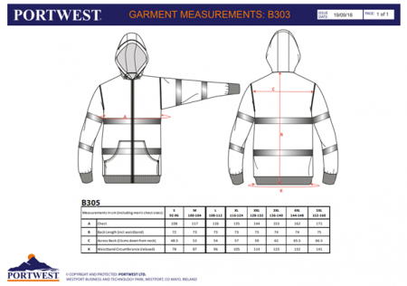 PORTWEST B305, Jachetă tip hanorac Hi-Vis cu glugă încorporată și fermoar frontal, din poliester și bumbac, 300 g/mp [2]