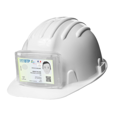 CĂȘTI DE PROTECȚIE - BADGE HOLDER, Suport legitimație pentru cască de protecție din ABS transparent, fixare adezivă [Set 10 Buc]