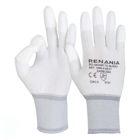 Mănuși de protecție - BEST ECOLINE, Mănuși de protecție din nailon tricotat, cu strat subțire de poliuretan pe vârful degetelor [set 12 perechi]