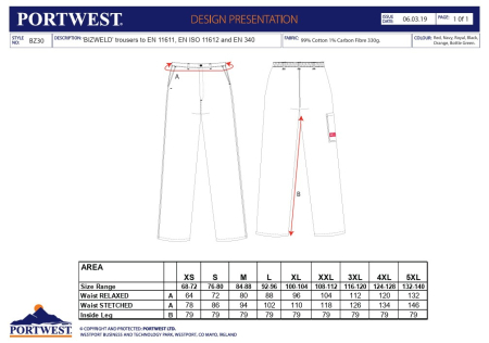BIZWELD BZ30, Pantaloni ignifugi pentru sudura din bumbac, 330 g/mp (Lichidare stoc) [1]