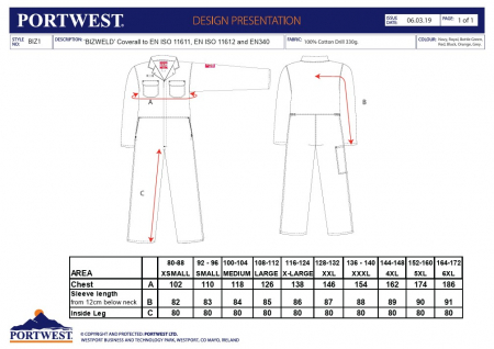 BIZWELD BIZ1, Combinezon ignifug din bumbac, 330 g/mp [1]