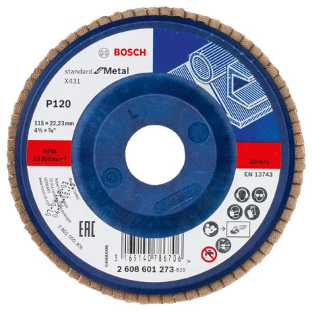 SCULE & MATERIALE - BOSCH, Disc de șlefuire evantai X431 Standard for Metal, versiunea dreaptă, Ø 115-125 mm