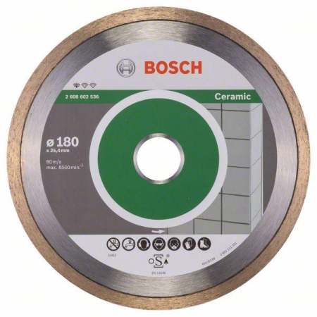 SCULE & MATERIALE - BOSCH, Disc de tăiere Ceramic cu durată lungă de viață pentru fierăstrău circular portabil pentru plăci ceramice și staționar, alezaj 25,4 mm, Ø 180-230 mm