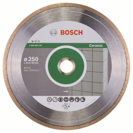 SCULE & MATERIALE - BOSCH, Disc de tăiere Ceramic cu durată lungă de viață pentru fierăstrău circular portabil pentru plăci ceramice și staționar, alezaj 30/25,40 mm, Ø 250-350 mm