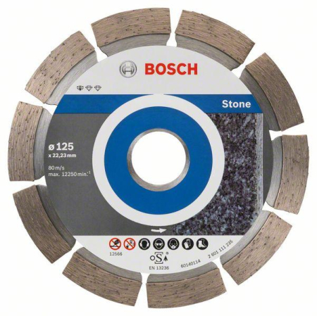 SCULE & MATERIALE - BOSCH, Disc de tăiere diamantat Standard for Stone pentru polizoare unghiulare mici, 125 x 1,6 x 10 x 22,23 mm [cutie 10 bucăți]