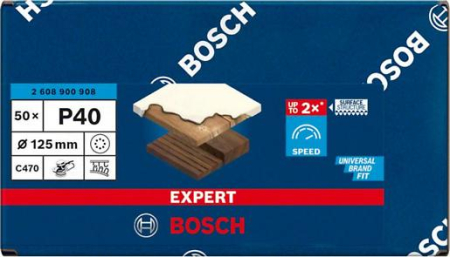 BOSCH EXPERT C470, Hârtie abrazivă cu 8 orificii, pentru șlefuitoare orbitale cu excentric, granulație 40-320 [cutie 50 bucăți] [3]
