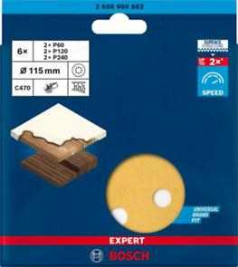 BOSCH EXPERT C470, Set de hârtie abrazivă cu 8 orificii, pentru șlefuitoare orbitale cu excentric, Ø 115-125 mm [3]