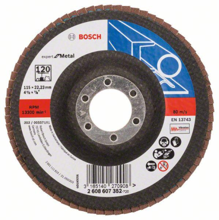 SCULE & MATERIALE - BOSCH EXPERT for Metal, Disc de șlefuire evantai X551, versiunea dreaptă, Ø 115-125 mm
