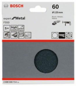 BOSCH EXPERT for Metal, Foaie de șmirghel F550 pentru polizoare unghiulare, 125 mm, granulație 60 [cutie 5 bucăți] [2]