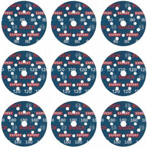 BOSCH EXPERT O780, Set de discuri de șlefuit pe suport de folie, granulație 3x80 / 3x120 / 3x180, Ø 125 mm [1]