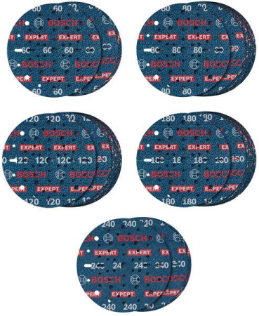SCULE & MATERIALE - BOSCH EXPERT O780, Set de discuri de șlefuit pe suport de folie, granulație 5x60 / 15x80 / 15x120 / 15x180 / 5x240, Ø 150 mm