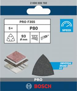 BOSCH PRO F355, Foaie de șlefuit pentru șlefuitoare delta, granulație 80-1200 [cutie 5 bucăți] [3]