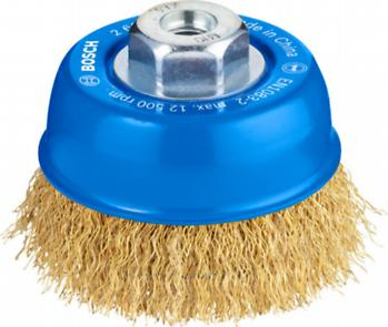 BOSCH PRO Metal Clean, Perie-oală, din sârmă ondulată, pentru polizoare unghiulare mici, filet M10, 75 x 0,3 mm, M10 [1]