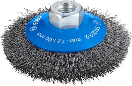 BOSCH PRO Metal Clean, Perie teșită, din sârmă ondulată. pentru polizoare unghiulare mici, filet M14, 100 x 0,3 mm, M14 [1]