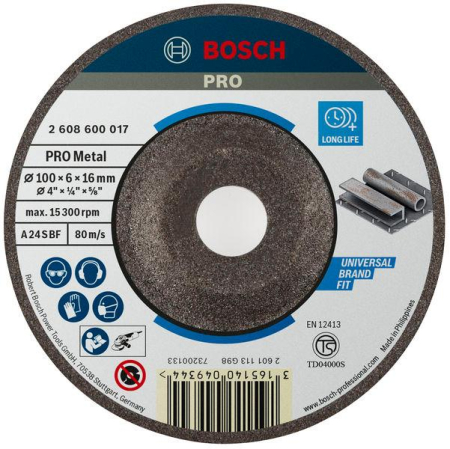 SCULE & MATERIALE - BOSCH PRO Metal, Disc de degroșare din material compozit, pentru polizoare unghiulare mici, alezaj 16 mm, 100 x 6 mm