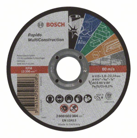 SCULE & MATERIALE - BOSCH PRO Multi Construction, Disc de tăiere din material compozit, pentru polizoare unghiulare mici, alezaj 22,23 mm, Ø 115-125 mm
