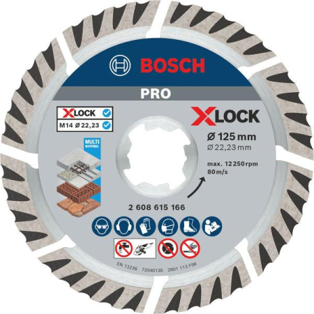 SCULE & MATERIALE - BOSCH PRO Multi Material, Disc de tăiere diamantat, pentru polizoare unghiulare mici, X-Lock, 125 x 2 x 22,23 mm