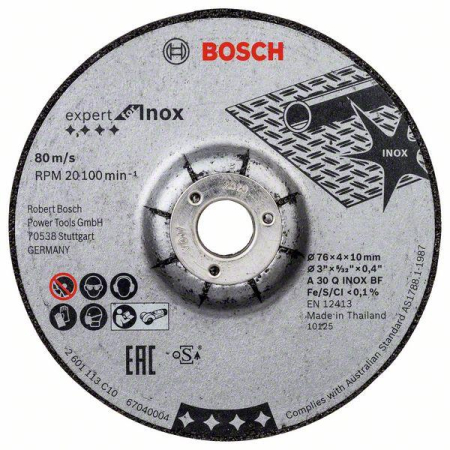 SCULE & MATERIALE - BOSCH PRO Stainless Steel and Metal, Disc de degroșare din material compozit, pentru mini-polizoare unghiulare, alezaj 10 mm, 76 x 4 mm [cutie 2 bucăți]