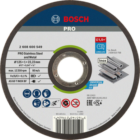 Discuri debitare și polizare - BOSCH PRO STAINLESS STEEL AND METAL, Disc de tăiere compozit, pentru inox și metal