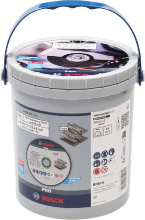 SCULE & MATERIALE - BOSCH PRO Stainless Steel and Metal, Disc de tăiere din material compozit, cu durată mare de viață, pentru polizoare unghiulare mici, alezaj 22,23 mm, Ø 115-125 mm [cutie 100 bucăți]