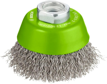SCULE & MATERIALE - BOSCH PRO Stainless Steel Clean, Perie-oală, din sârmă ondulată, pentru polizoare unghiulare mici, filet M14, 65 x 0,3 mm, M14