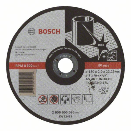 SCULE & MATERIALE - BOSCH PRO Stainless Steel, Disc de tăiere din material compozit, cu durată mare de viață, pentru polizoare unghiulare mari, alezaj 22,23 mm, Ø 180-230 mm