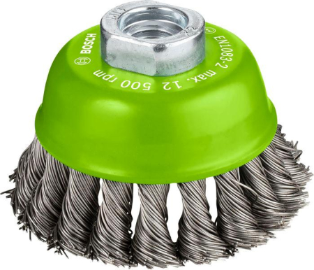 SCULE & MATERIALE - BOSCH PRO Stainless Steel Heavy, Perie-oală, din sârmă cu noduri, pentru polizoare unghiulare mici, filet M14, 75 x 0,5 mm, M14