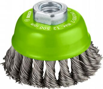 BOSCH PRO Stainless Steel Heavy, Perie-oală, din sârmă cu noduri, pentru polizoare unghiulare mici, filet M14, 75 x 0,5 mm, M14 [1]