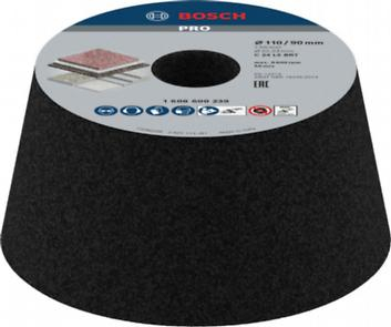 BOSCH PRO Stone, Oală de șlefuit conică, pentru polizoare de șlefuire umedă, polizoare unghiulare mari, alezaj 22,23 mm, granulație 24-54 [1]