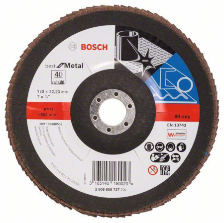SCULE & MATERIALE - BOSCH PRO X571, Disc de șlefuire evantai, pentru polizoare unghiulare mari, versiunea dreaptă, din fibre, granulație 40-80