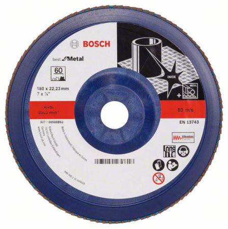 SCULE & MATERIALE - BOSCH PRO X571, Disc de șlefuire evantai, pentru polizoare unghiulare mari, versiunea dreaptă, din plastic, granulație 60-80