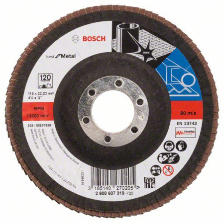 BOSCH PRO X571, Disc de șlefuire evantai, pentru polizoare unghiulare mici, versiunea înclinată, din fibre, Ø 115-125 mm [4]