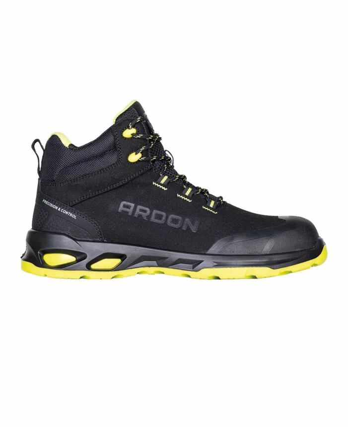 Bocanci de protecție S3 - BRIMIC HIGH S3S SR FO ESD, Bocanci de protecție din microfibră cu TPU, bombeu din fibră de sticlă, lamelă antiperforație Kevlar