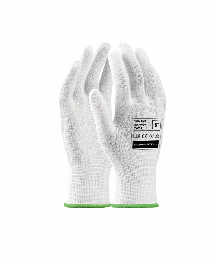 Mănuși de protecție - BUDDY EVO, Mănuși de protecție din poliester și bumbac, cu puncte din PVC, grosime 0,9-1,0 mm