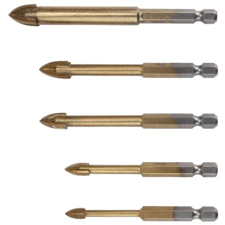 Burghie și dălți - Burghiu pt. sticlă set 5 (5, 6, 8, 10, 12 mm)