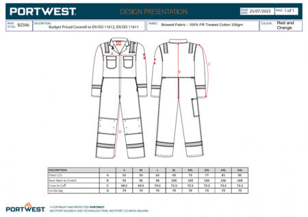 BIZWELD BZ506, Costum din bumbac ignifugat, 330 g/mp [2]