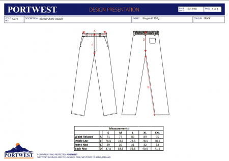 C071, Pantaloni în talie pentru femei, din poliester și bumbac, 190 g/mp [2]