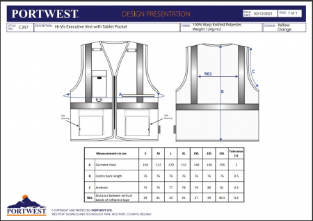 C357, Vesta Hi-Vis Executive cu buzunar pentru tabletă, din poliester, 124 g/mp [2]