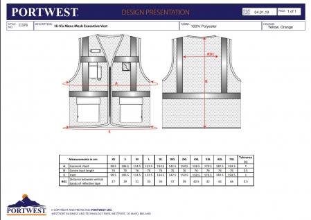 C376, Vestă mesh de înaltă vizibilitate, din poliester tip plasă, 150 g/mp [2]