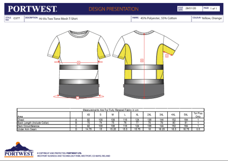 C395 HI-VIS, Tricou in 2 tonuri din bumbac si poliester (Lichidare stoc) [2]