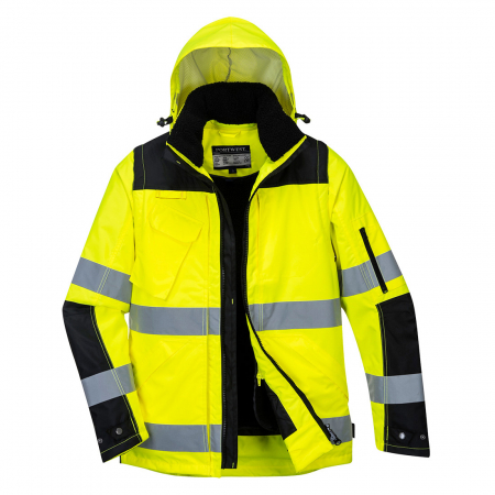 Îmbrăcăminte REFLECTORIZANTĂ (HI-VIS) - C469, Jacheta HI VIS Premium de iarnă, 3-in-1, din poliester Oxford și PU, căptușeală termică 365 g/mp