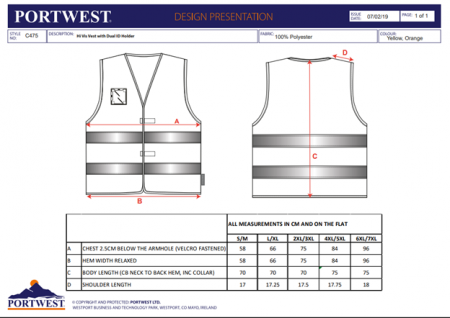 C475, Vestă HI-VIS cu port acte dual, din poliester, 124 g/mp [2]