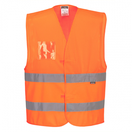 Veste reflectorizante (HI-VIS) - C494, Vestă de vizibilitate ridicată, cu inserție din plasă MeshAir, din poliester tricotat, 124 g/mp