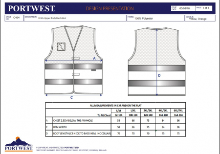 C494, Vestă de vizibilitate ridicată, cu inserție din plasă MeshAir, din poliester tricotat, 124 g/mp [2]