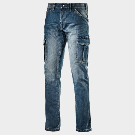 Pantaloni în talie - CARGO STONE, Pantaloni în talie din denim, 98% bumbac și 2% elastan, 14 OZ